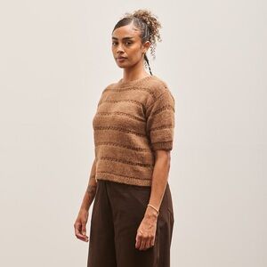Atelier Delphine Brown Helena Short Sleeve Sweater | Baby Alpaca | Size Medium